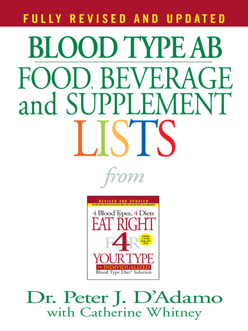 Title details for Blood Type AB Food, Beverage and Supplemental Lists by Dr. Peter J. D'Adamo - Wait list